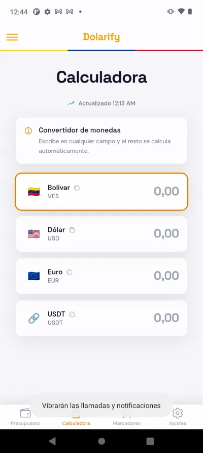 Tu calculadora favorita — vista en Android